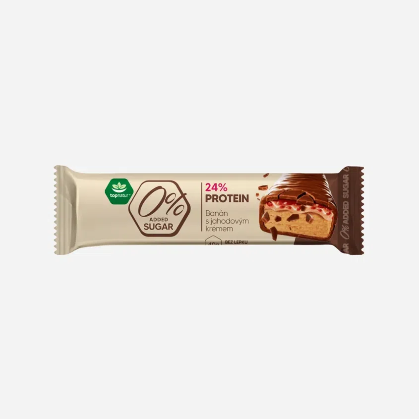 0% SUGAR protein tyčinka - Banán s jahodovým krémem 12 x 40 g