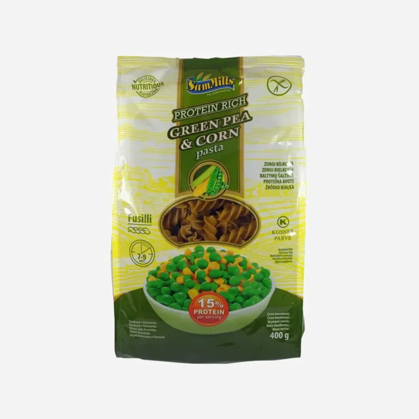 Bezlepkové kukuřičné těstoviny - Fusilli ze zeleného hrachu 6 x 400 g