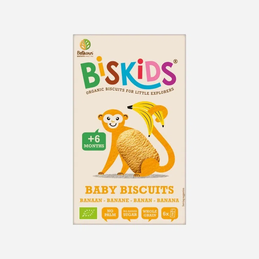 Dětské celozrnné sušenky s banánem bez přid. cukru 6M+