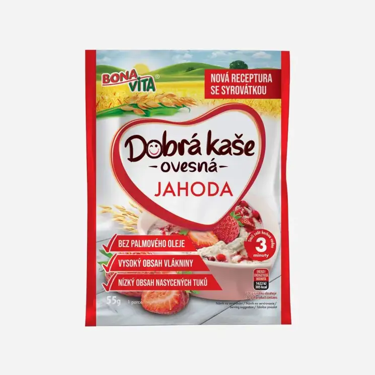 Dobrá kaše ovesná jahoda