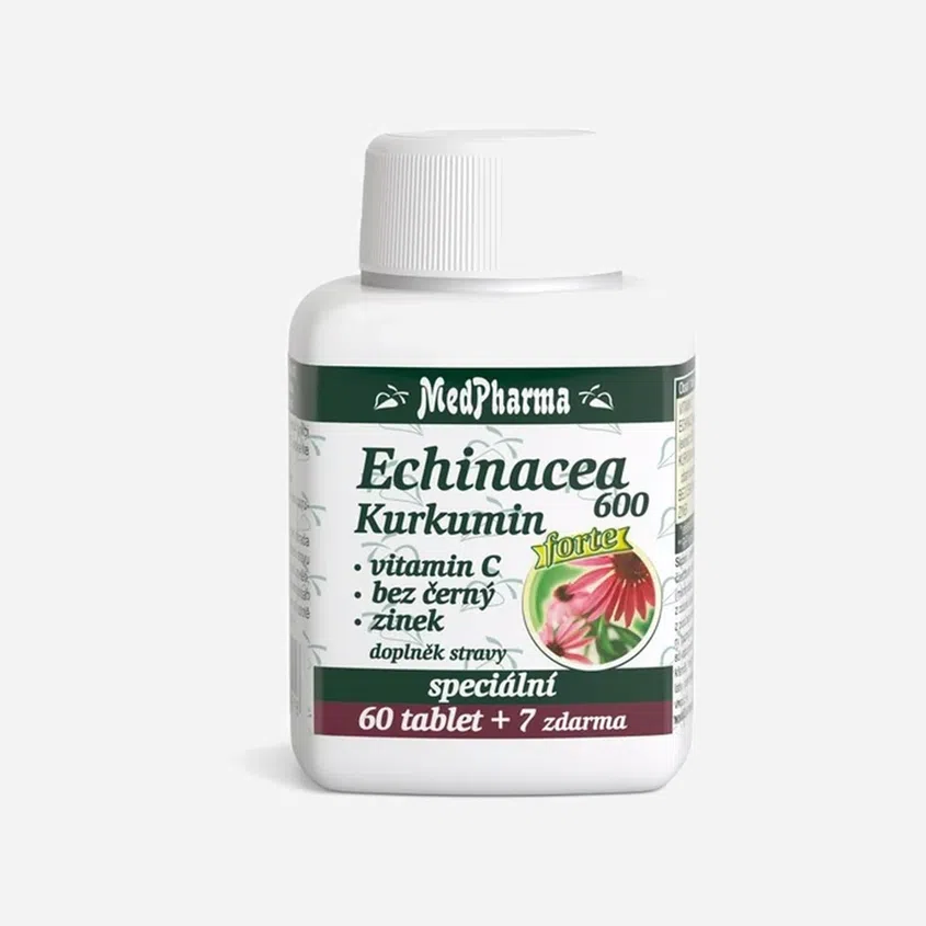 Echinacea 600 Forte+kurkumin+vit.C+bez černý+zinek 67 tablet
