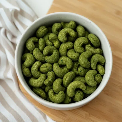 Kešu pražené matcha a zázvor