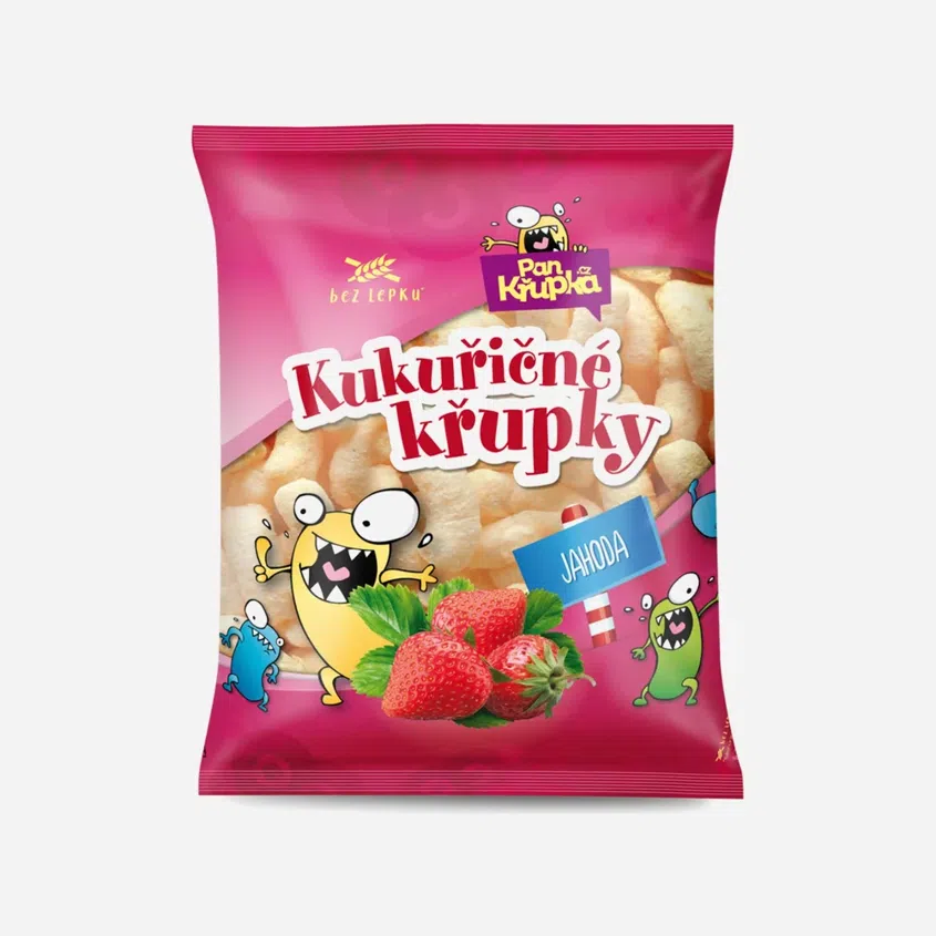 Křupky kukuřičné jahodové