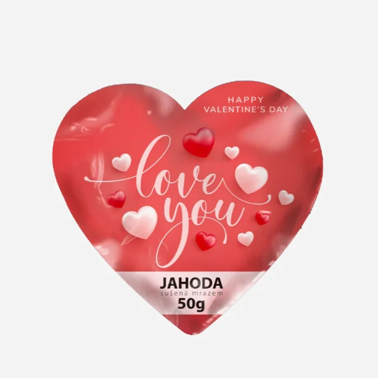Lyofilizované jahody - velké červené srdíčko Valentýn 5 x 50 g