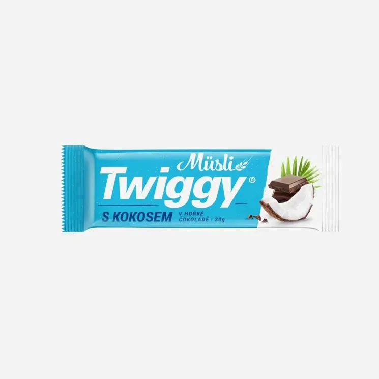 Müsli ovocná s kokosem polomáčená v kakaové polevě 12 x 30 g