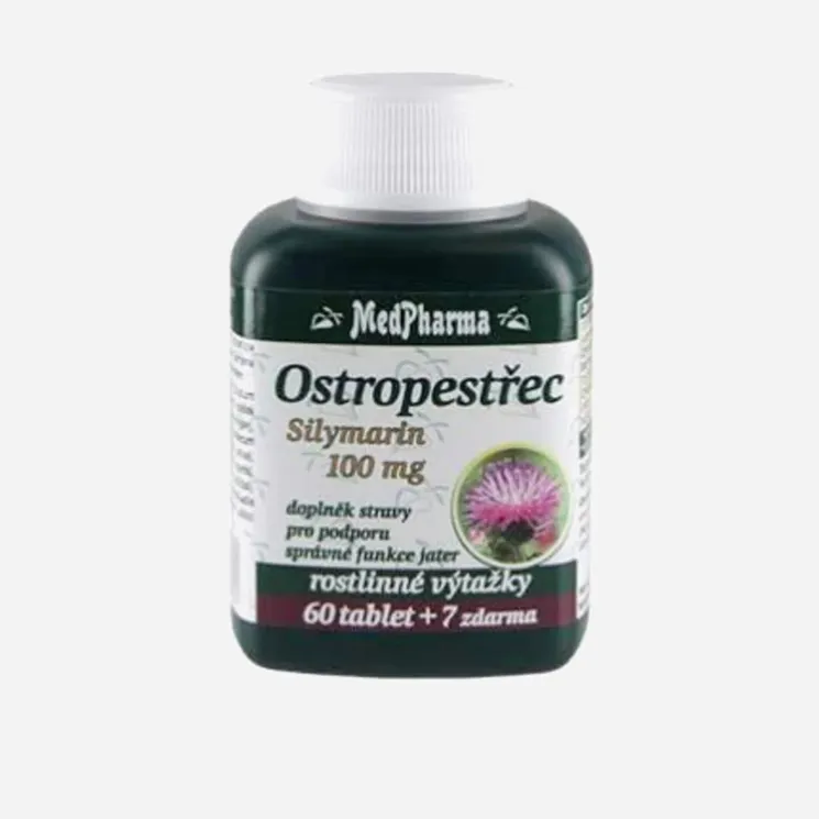 Ostropestřec, silymarin 200 mg