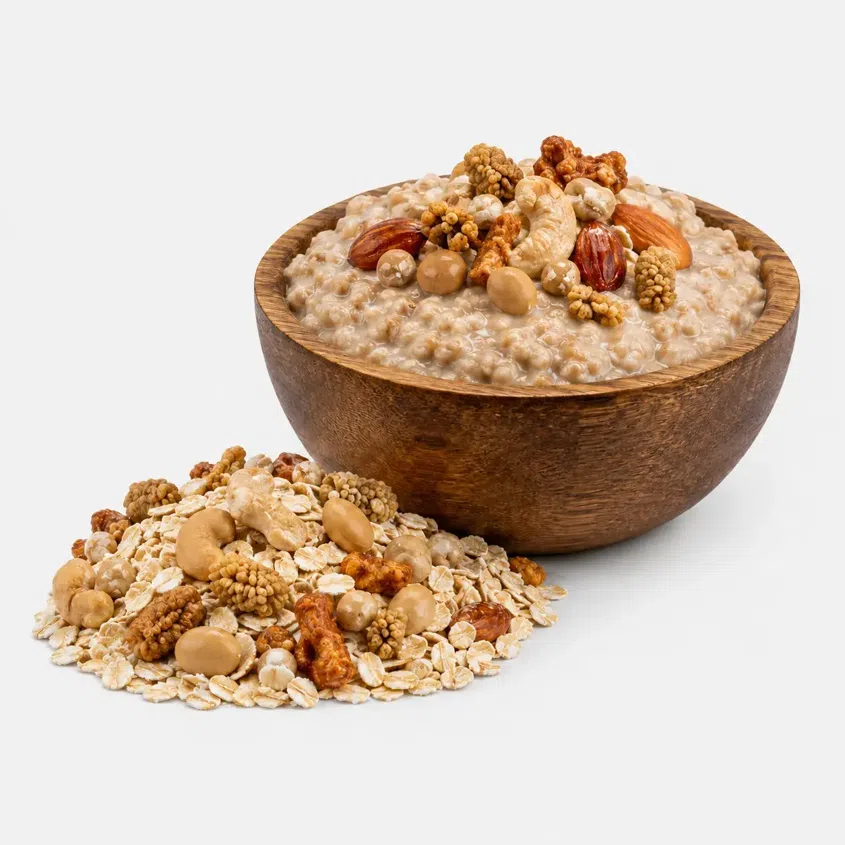 Ovesná kaše karamel a bílá moruše