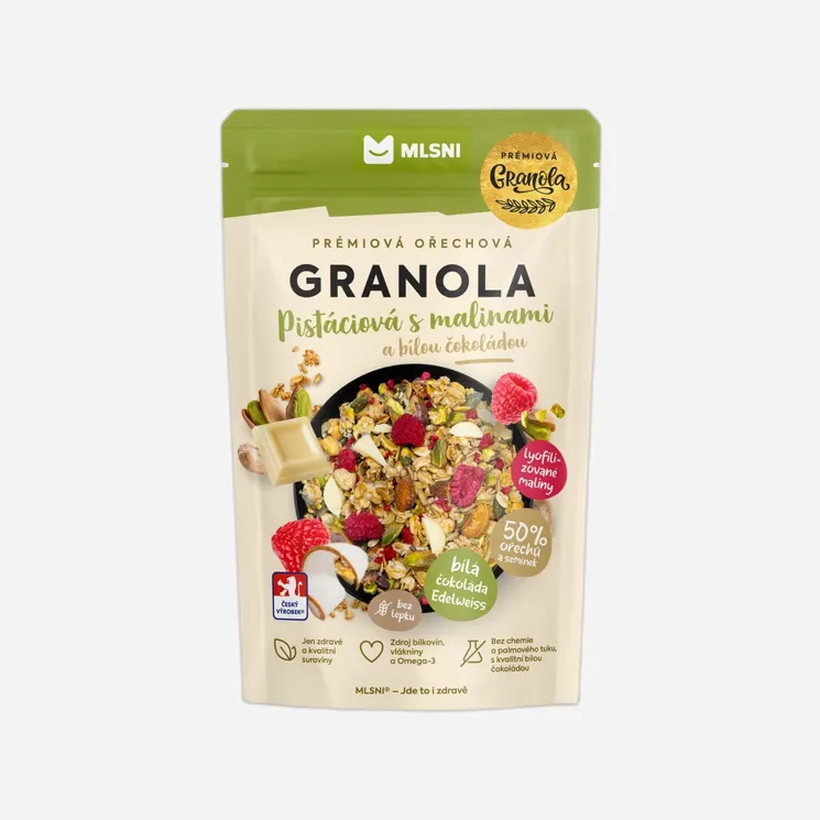 Pistáciová granola s malinami a bílou čokoládou 6 x 400 g