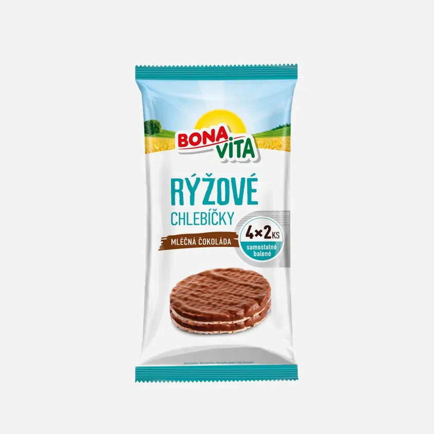 Rýžové chlebíčky mléčná čokoláda 4 x 2 ks