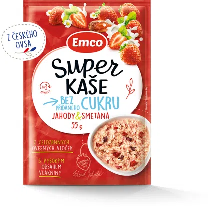 Super kaše jahody a smetana