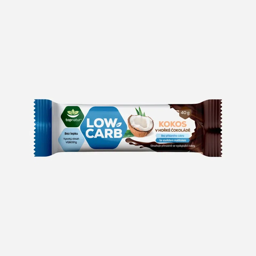 Tyčinka low carb kokos v hořké čokoládě